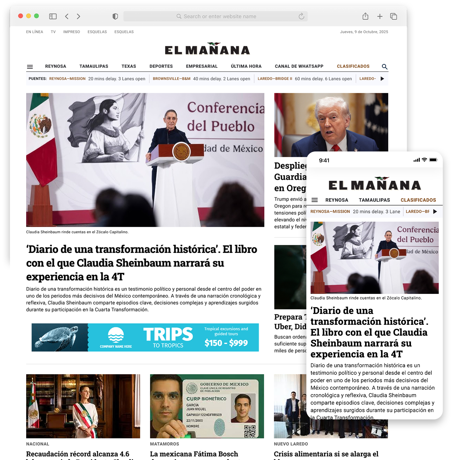 el mañana website and mobile version